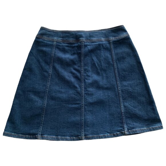 BODEN Womens' Dark Wash Denim Jean A-Line Snap Button Mini Skirt Size 14 - Picture 5 of 6